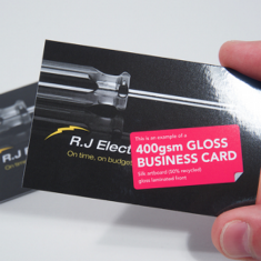 Business card: 400gsm Gloss Laminated front